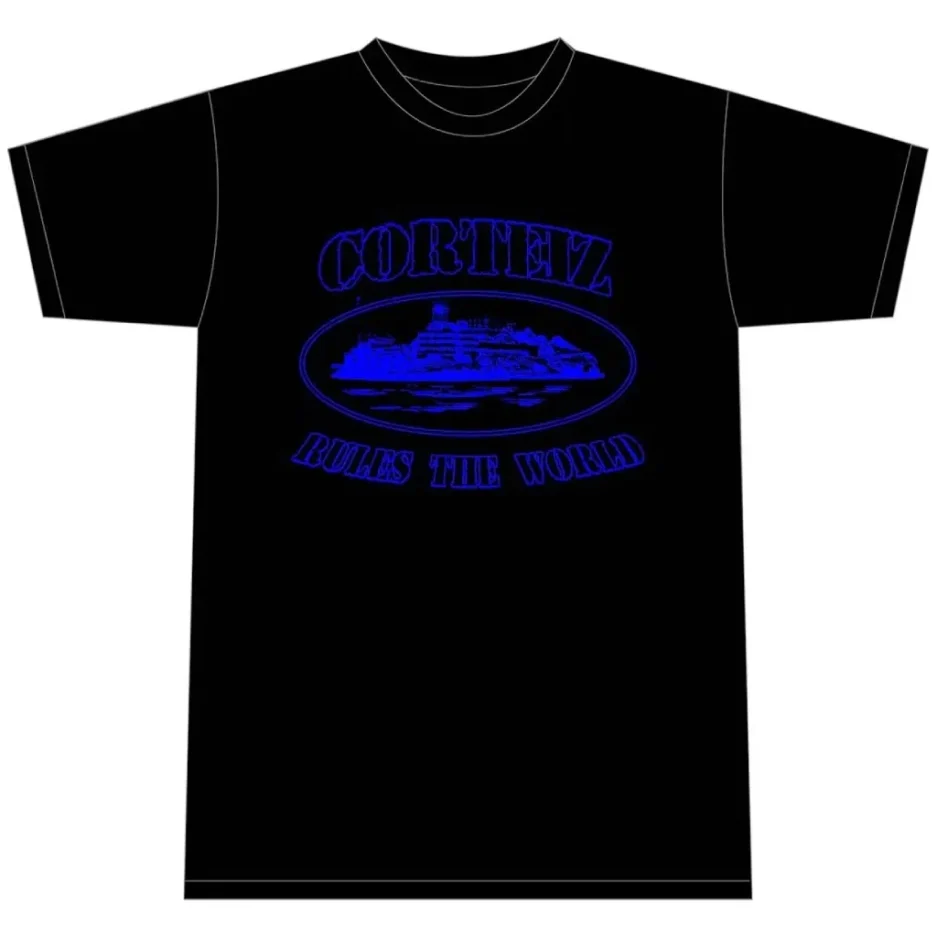 Corteiz Alcatraz Black/Blue T-shirt