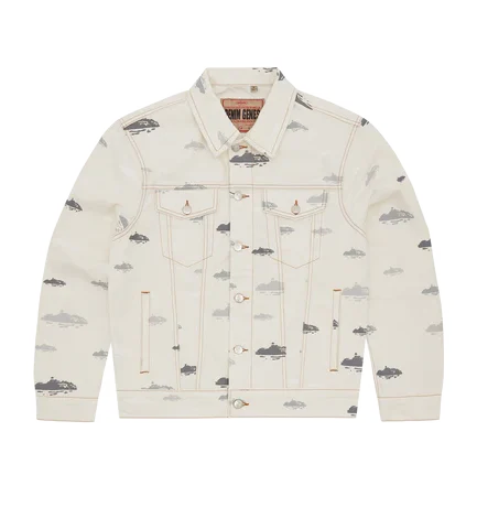 Corteiz ALCATRAZ PATTERN DENIM JACKET Cream