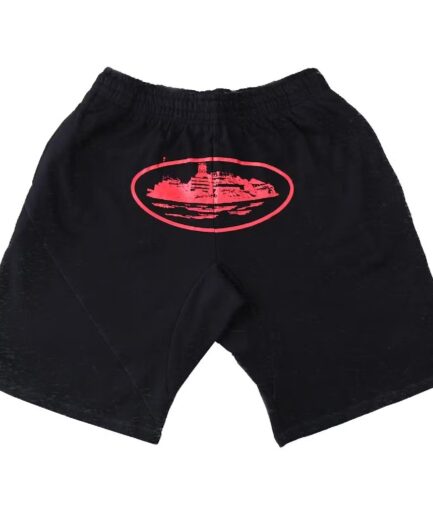 Corteiz Alcatraz Shorts in Black/Red