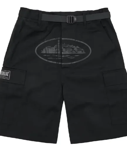 Corteiz Alcatraz Cargo Shorts in Triple Black