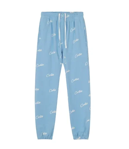 Corteiz All Over Print Joggers Baby Blue