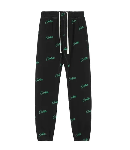 Corteiz All Over Print Joggers Black Green