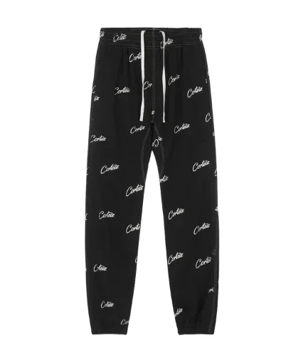 Corteiz All Over Print Joggers Black White