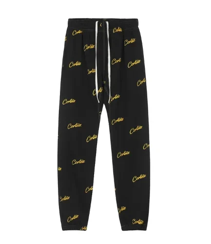 Corteiz All Over Print Joggers Black Yellow