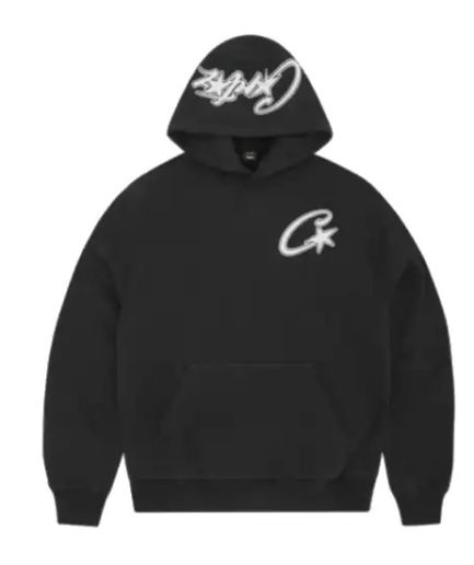 Corteiz Satin C Star Appliqué Hoodie Black