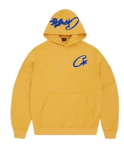Corteiz Satin C Star Appliqué Hoodie Mustard